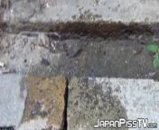 Horny perv records cute jap girls urinating in public from japanese girl pissing urine