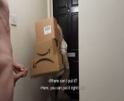 Amazon delivery girl couldn't resist naked jerking off guy. from amazon tribal naked