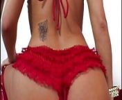 A red bikini looks best when worn by a brunette with a big juicy ass from wet drees photos