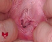 The Mistress's Cunt Is Stretched. Extreme Close-up of Her Wide Open Pussy. Main View from gaping and gyno opening her attractive snatch