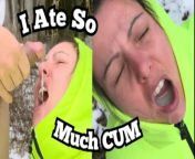 Mouthful Of Hot Creamy Cum & on Puffy Jacket from cum on jacket