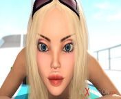 A sexy blonde has anal sex with 3d hot dickgirl on an island from cartoon anal sex video