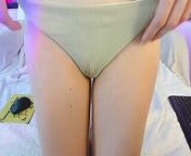 vibrator masturbation in wet thong from solo teen micro thong