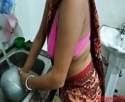 Sky Blue Saree Indian Wife Fuck with kitchen in devar ke saath from first nit blue sare sex