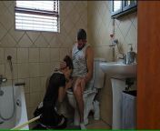 French maid gives BLUMKIN,CUM shot after gagging from south african maids