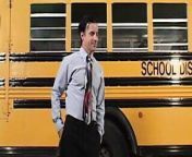 Two horny teachers make sandwich with lusty schoolgirl near the parked bus from teacher bus sex