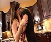 horny milf seduces her stepdaughter to have sex in the kitchen her hard nipples touch her pussy and she licks her really from kitchen touching