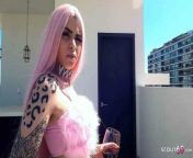 Pink Hair German Teen Penny in Fishnet Stockings Outdoor Sex by older Guy from pink pussy outdoor sex