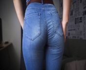 Blue Jeans Ass Tease In Full Back Panties from blue jeans