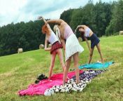 Yoga and Gymnastics Outdoors without Panties in School Uniform Miniskirt with Hot Tight Pussy, Fitness Girls, Bare Asses from yoga and gymnastics