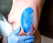 Paint her tits then slapping them red from naked funny big tits in