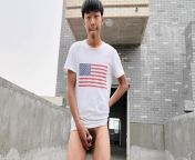 Asian boy construction site outdoor Masturbation cum from gay solo china