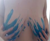 horny lockdown ep 10 - being creative -(messy) body painting from xxx messi 10
