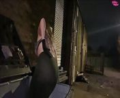 Nasty street girl in the dumpster stripping from 街头扒衣服