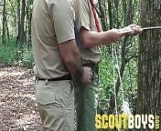 ScoutBoys - Nervous scout barebacked outdoors by DILF Bishop Angus from daddy bear