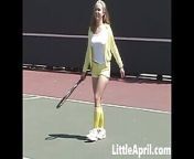 Sexy Teen Girl Little April Playing Tennis from teen girl puss