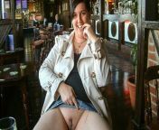 British Fattie Masturbating in a Public Bar from piercing flashing