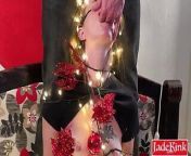 Submissive inanimate Christmas tree slut gets flocked with cum. from guy tied to tree gets sucked off by three babes