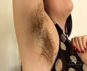 Very hairy pits and pussy babe Simone Delilah pussy rubbing masturbation from very hairy solo man