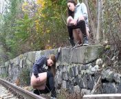 Naughty Girls Piss Near The Railway from 2 girls