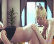 Yaoi Femboy - Alan the cat boy feels pleasure in his ass from cat gay sex