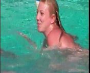 Sexy nympho has wild lesbian fun in pool with blonde from milf fusking in pool