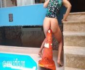 Anal destruction With Giant Road Cone from xxx video in cone