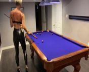 Leather legging milf playing pool tight ass!! from leather legging