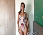 Showing off my hentai ahegao cosplay bodysuit from hentai ahegao