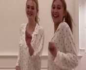 Elle Fanning and a blonde friend dancing in their pajamas from elle fanning fake nude