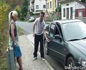 Dude picks up blonde mature and fucks her hairy cunt from euro
