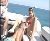Wanton fairhaired girl is not against to take part in cluster-fuck on the board of pleasure boat from bikini