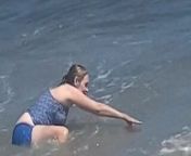 Pasty Milf All Wet At The Beach from breastfeeding at the beautiful beach top popular