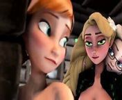 Futapunzel gets freaky with Anna and Elsa from anna and newly