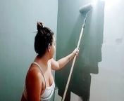 My stepsister's bitch paints the room almost naked, what a great ass she has and her breasts look delicious from indian nude painting