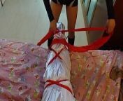 Mummy full body bondage stockings wrap from malaysian bdsm