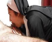 The nun swallows all the cum from anal sex video nun italian