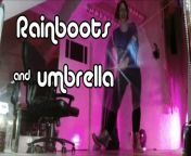Mistressonline in rain boots and with an umbrella from hot umbrella girl mot