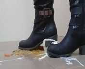 New boot crush food and make them little messy from feet crush food