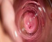 Camera deep inside Mia's vagina from camera inside of vagina