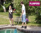 Extra Large Blonde Fucks Up the Pool Boy from boys size