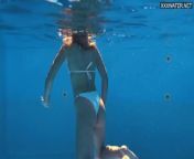 Being naked underwater brings her sexual pleasures from nued girls