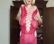 Annabel’s red fishnet dress from vintage huge tits