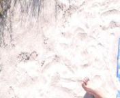 Risky Public Cumshot and Walk Naked on a Beach - Cum on Tits from amateur walk outdoor and mast