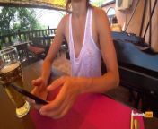 Eating burger and flashing in the cafe Transparent T-shirt No Bra (teaser) from kapitana kim pacheco nip slip