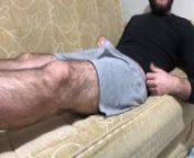 Very hairy man dick massage masturbate from gay bulge frot