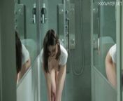Sexy babe Arina Dildova masturbates in various poses in the shower from showstars arina nude vsiosneha without dress