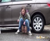 Blonde And Brunette Squat And Piss Together from peepvoyeur